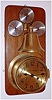 Ship's Clock, dial signed Seth Thomas, modern Hermle movement, on a board with bell and weather instruments, house strike