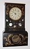 Morse and Co., Plymouth Hollow, Conn., inlaid black iron 8-day time and strike mantel clock. C.1855.