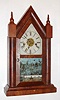 Waterbury Clock Co., Conn., "Large Gothic" 30-hour time/strike/alarm rosewood steeple clock, C.1883.