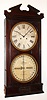 Ithaca Calendar Clock Co., New York, "Hanging Bank Clock" walnut, 8-day weight-driven time-only calendar clock, C.1874, as found.