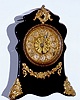 F. Kroeber Clock Co., New York "Toulon" 8 day time and strike spring driven Clubs movement in black enameled iron case with cast metal appliques, c1895