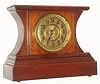 F. Kroeber Clock Co., New York, unlisted "K94" mantel clock 8 day spring driven time and strike "Asia No. 1" movement (fancy embossed rear plate) in walnut case, c1900