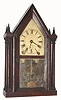 Brewster and Ingrahams Co., Bristol, Conn. Four "Posted Steeple" shelf clock with 8 day spring driven movement in mahogany veneer case, c1840