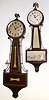 Clocks- (2) banjo clocks: New Haven Clock Co., "Warwick" 8-day time-only balance-wheel mahogany case and an E. Ingraham Co., Bristol, Conn. "B-301" 8-day balance-wheel stained wood case; both C.1930