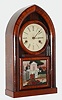 E.N. Welch and Co., Forestville Conn. miniature plain front "Beehive" shelf clock 30 hour time and strike spring driven movement stamped "E. N. WELCH, FORESTVILLE CONN. U.S.A." in rosewood veneer case with Daniel Pratt and Sons label, c1855.