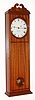 Foster S. Campos, Pembroke, Mass., reproduction New England "coffin" timepiece, 8 day time only single weight driven Lenderman movement in mahogany case, c2003.