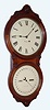 Seth Thomas Clock Co., Thomaston, Conn., "Office Calendar No. 6" double dial wall clock with 8 day time and perpetual calendar spring driven movement in walnut case, c1895