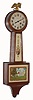 Waltham Clock Co., Waltham, Mass., miniature banjo wall clock 8 day time only key wind spring driven movement in mahogany round front case with reverse painted throat and lower tablets, c1930