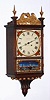 Waltham Clock Co., Waltham, Mass., "No. 1470" miniature colonial-style wall clock 8 day time only key wind spring driven 7 jewel movement in mahogany rope front case with reverse painted tablets, c1930