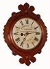 F. Kroeber Clock Co., New York, "Maltese Gallery" wall clock with 8 day time only spring driven pendulum movement in walnut case with paper advertising dial "PRESENTED BY A. D. NORTON JEWELLER GLOVERSVILLE, N.Y.", c1890