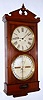 Ithaca Calendar Clock Co., Ithaca, New York, "No. 2 Regulator" or "Hanging Bank Clock" double dial calendar wall clock 8 day time only double weight movement with perpetual calendar in walnut case, c1875