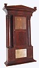 Enormous Empire column and cornice case only with well figured mahogany veneer and hollow columns, 1830