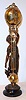 Ansonia Clock Co., Ansonia, Conn. "Huntress Ball Swing" with 8 day time only spring driven movement in Barbedienne finished ball case supported by bronze finished statue, c1901