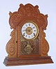 E.N. Welch Mfg. Co., Forestville, Conn., C. 1895, "Cabinet K., No. 6", 8-day time/strike pressed oak case shelf clock.
