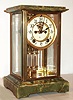 Ansonia Clock Co., "Ambassador", 8-day time/strike brass and onyx crystal regulator, with open 'scape on dial center, C. 1914