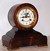 Waterbury Clock Co., C.1913, "Wales", 8-day time/strike rack striking mahogany mantel clock.