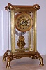 French, 8-day time and gong strike brass and glass crystal regulator, in an unusual Art Nouveau style case, C. 1900
