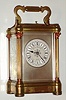 French, brass cased carriage clock, time, gong strike with repeat in column case with contrasting capitals and bases, retailed by Mitchell, Vance and Co., New York (on dial), C. 1930