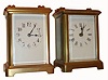 French, two brass cased carriage timepieces. One looks to be an Obis case and the other a Corniche case, C. 1900