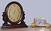 Clocks- (2) Waltham: a polished brass desk timepiece and a solid heavy bronze case mantel timepiece, C. 1930