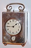 French, Grand Sonnerie with alarm/repeat carriage clock in an English silver case. A lever on the bottom of the case allows one to change from Grand Sonnerie to Silence to Petit Sonnerie, C.1900