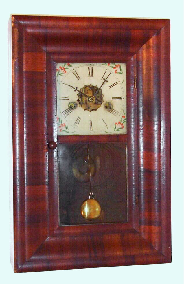 New Haven Clock Co., Conn., mahogany 30-hour time and strike mini OG shelf clock, C.1881. — Antique Clocks Price Guide