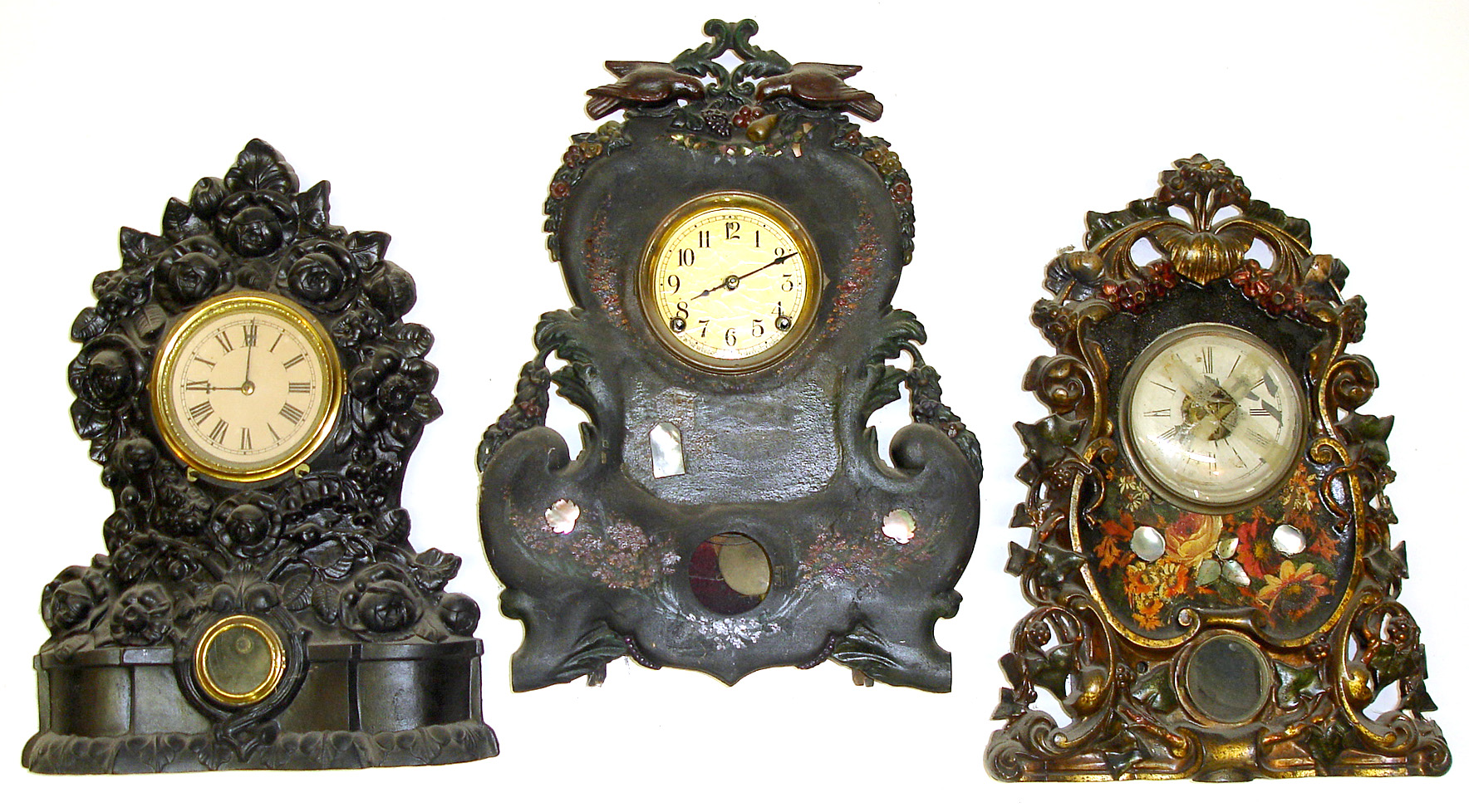 Three large Connecticut 8-day iron fronts Highly detailed and decorative. — Antique Clocks Price Guide