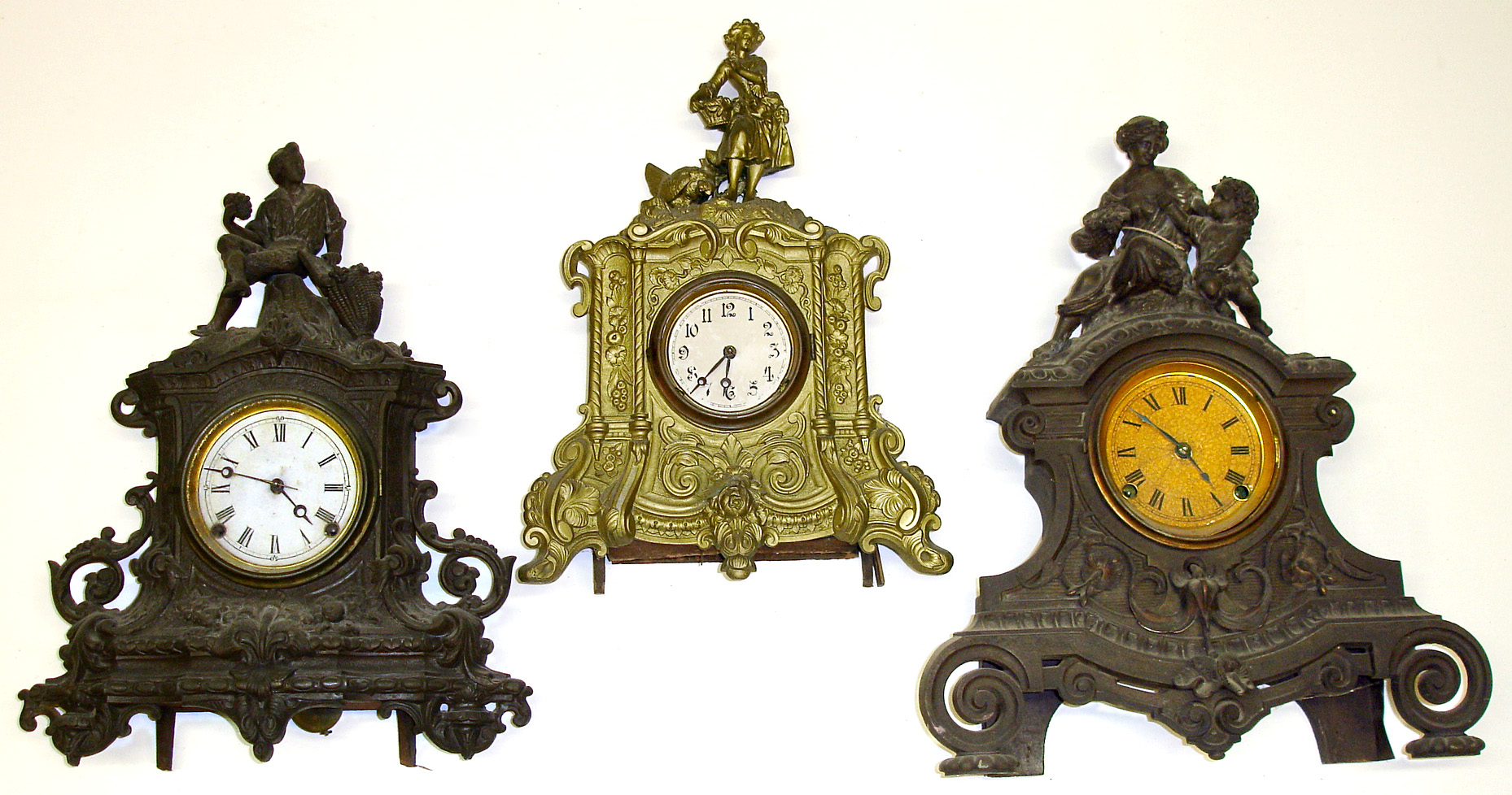 Three large Connecticut 8-day figural clocks. All three detailed statues have farm / agricultural motifs. — Antique Clocks Price Guide