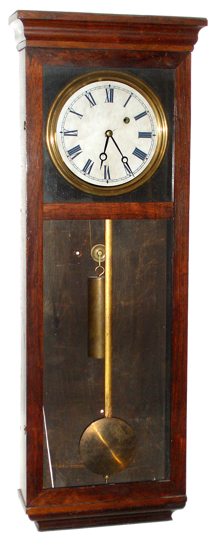 Noah Pomeroy, Bristol, Conn. wall clock 8 day time only weight driven movement in rosewood veneer case with papered dial, c1850 — Antique Clocks Price Guide