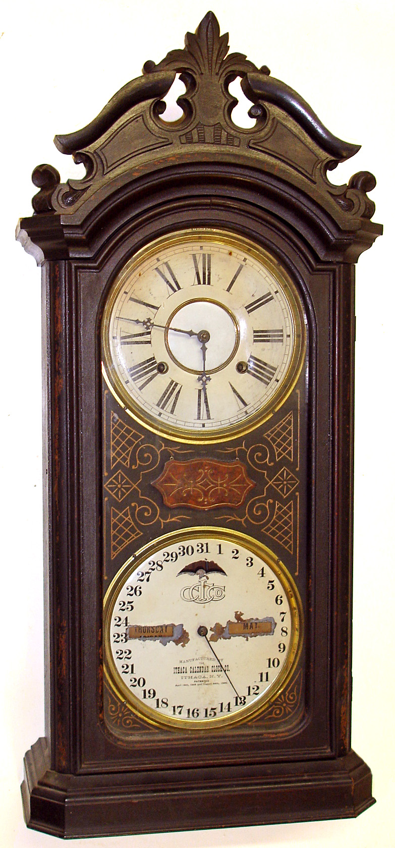 Ithaca No. 5 Emerald 8 day calendar shelf clock, c1881. — Antique Clocks Price Guide