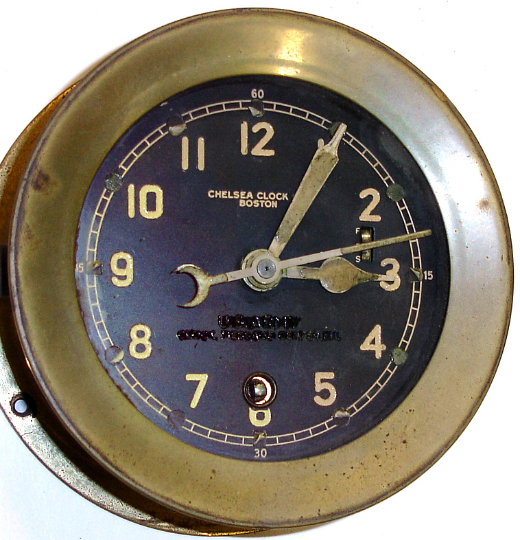 Chelsea U.S. Army Message Center brass case military clock, 1943. — Antique Clocks Price Guide