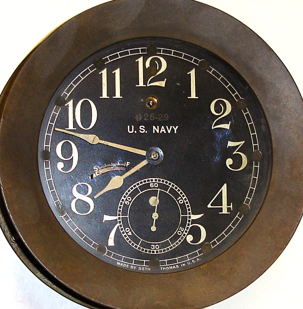 Seth Thomas "Ship's Lever No. 6" brass wardroom clock, c1940. — Antique Clocks Price Guide