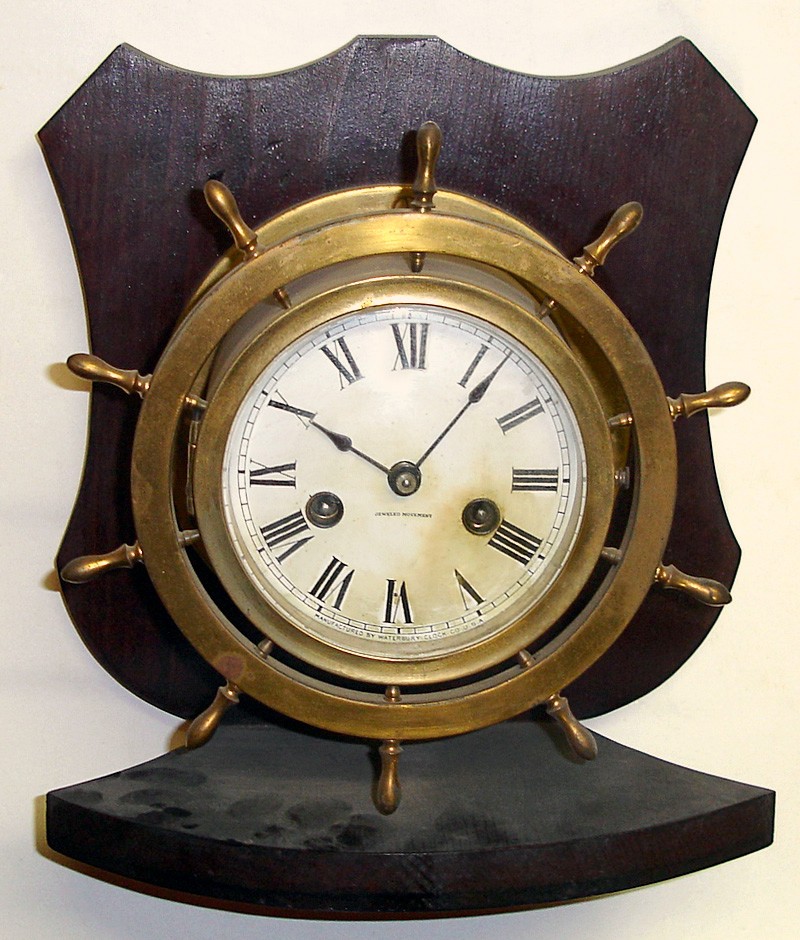 Waterbury "Ship's Bell No. 10" 8 day brass marine clock, c1915. — Antique Clocks Price Guide