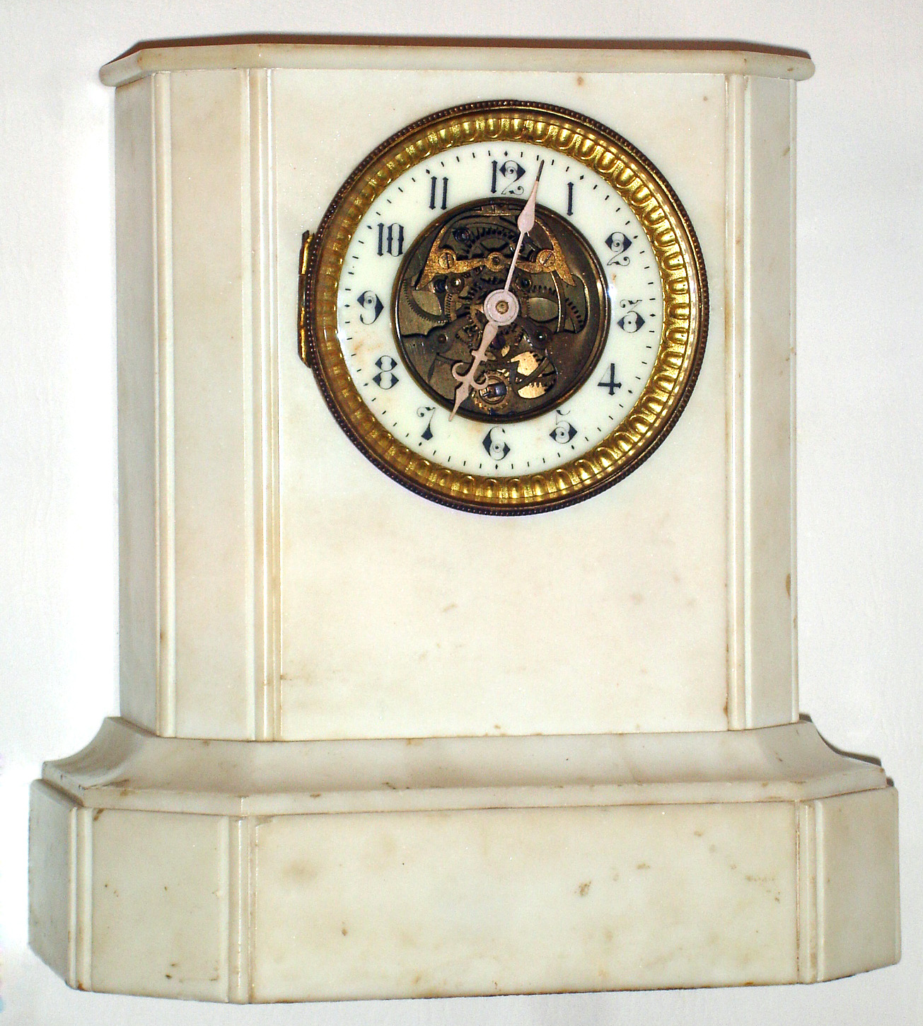 French alabaster 8 day mantel clock, c1890 — Antique Clocks Price Guide