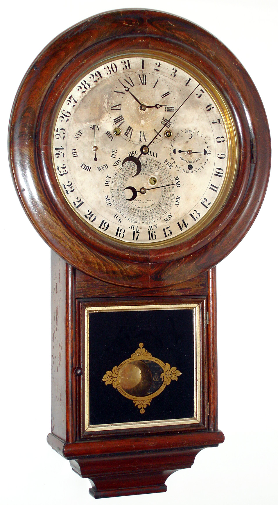 Welch, Spring and Co., "Gale Drop Calendar No. 2", 8 day time/strike calendar clock. C. 1871. — Antique Clocks Price Guide