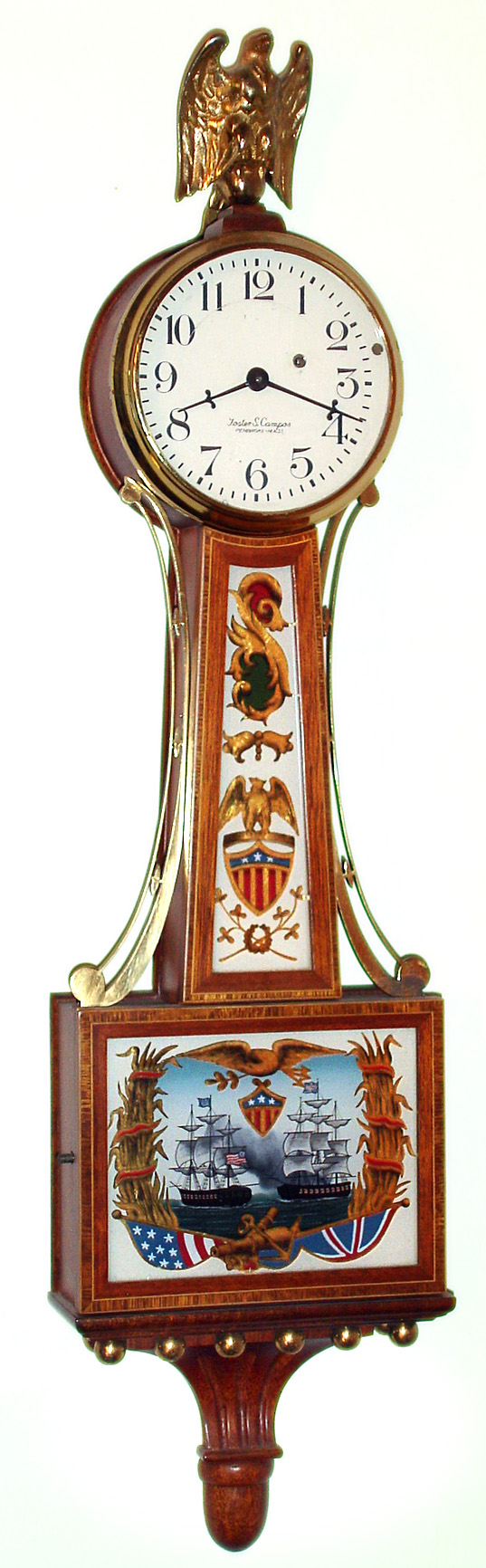 Foster Campos, Pembroke, Mass., "Miniature Banjo" 8 day spring driven lever escapement movement timepiece, c1980 — Antique Clocks Price Guide