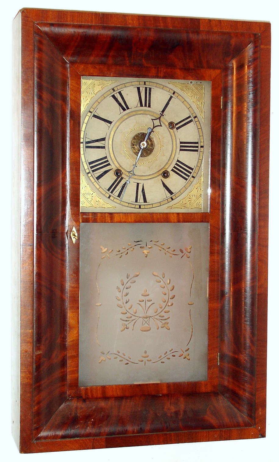David Dutton, Mount Vernon, NH, 30-hour time/strike/alarm wood movement OG shelf clock. c.1835. — Antique Clocks Price Guide