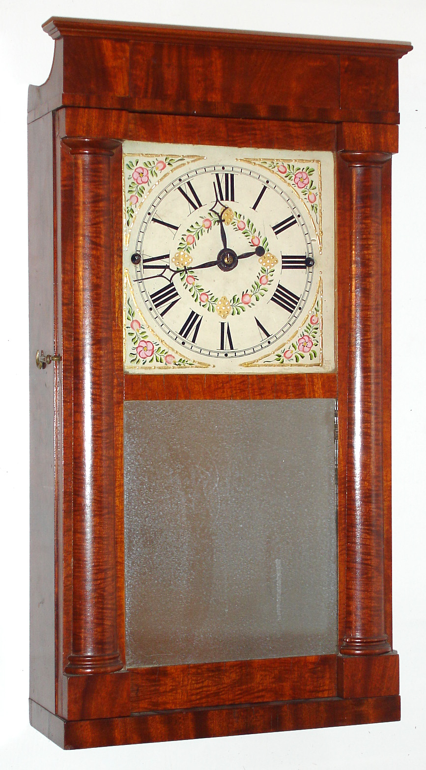 Rodney Brace, North Bridgewater, Mass., 30 hour Torrington wood movement half column shelf clock. c.1831. — Antique Clocks Price Guide