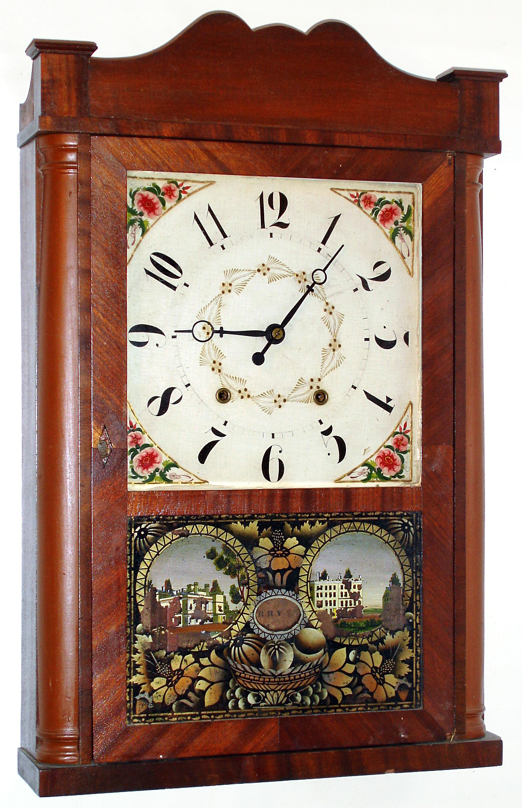 Eli Terry, Jr., Plymouth, Conn., shelf clock 30 hour wooden weight driven movement in quarter column and splat mahogany case, c1831 — Antique Clocks Price Guide