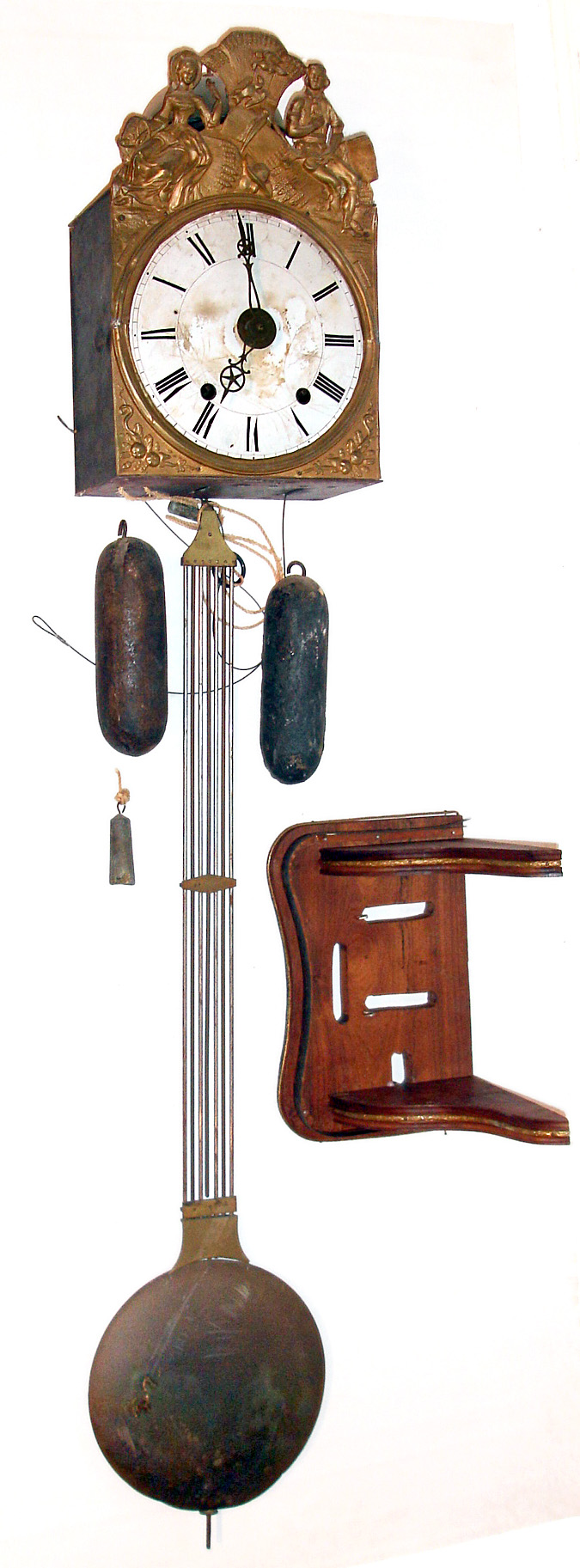French Morbier, Comptoise, Morez 8 day weight driven repeating strike wall clock with alarm, c1830. — Antique Clocks Price Guide