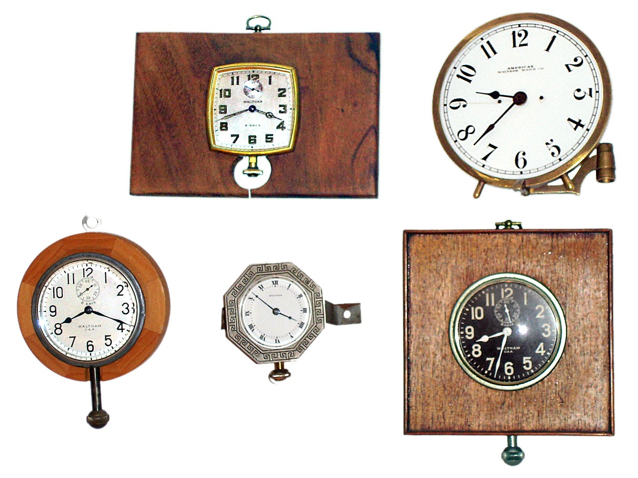 Five small Waltham clocks, early 20th century. — Antique Clocks Price Guide