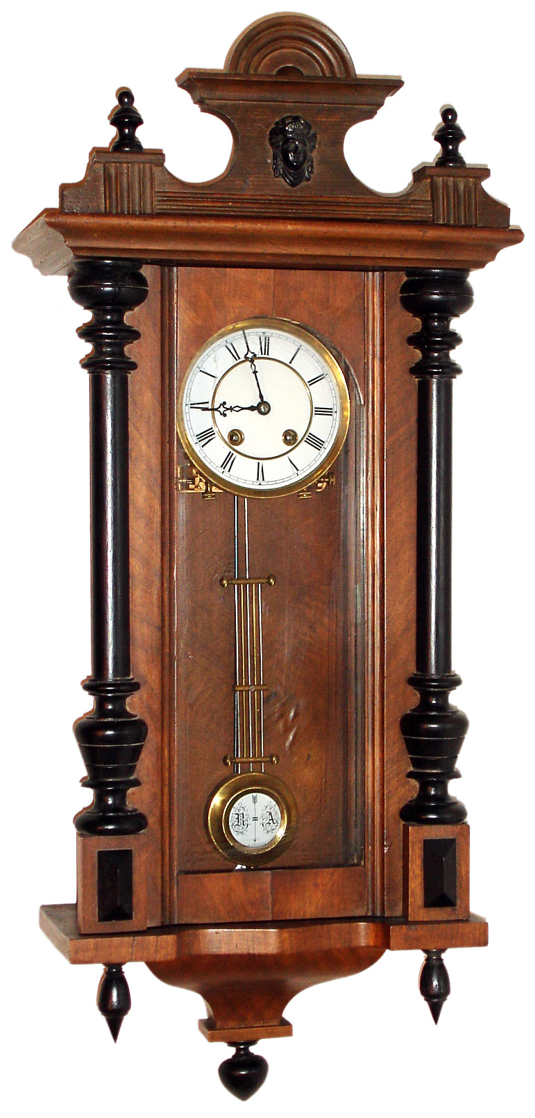 German R/A wall clock 8 day time and strike spring driven movement in walnut case, c1900 — Antique Clocks Price Guide