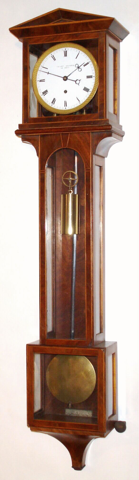 Austrian, Franz Appoth, in Wein, Laternluhr, Miniature, with 4 inch porcelain dial, 4 day duration weight driven, in a mahogany veneer 9-lite case with satinwood banding, c1820 — Antique Clocks Price Guide