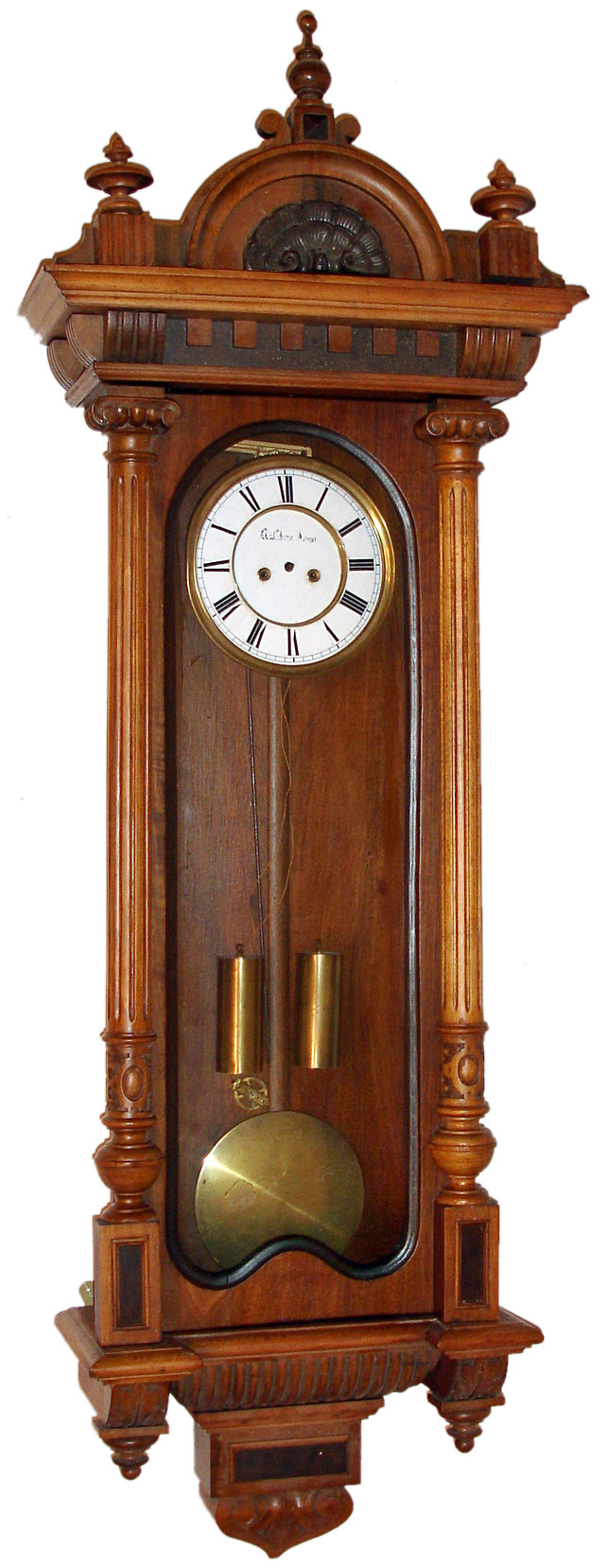 German "Remember" 8 day time and strike two weight driven Vienna regulator, c1900 — Antique Clocks Price Guide