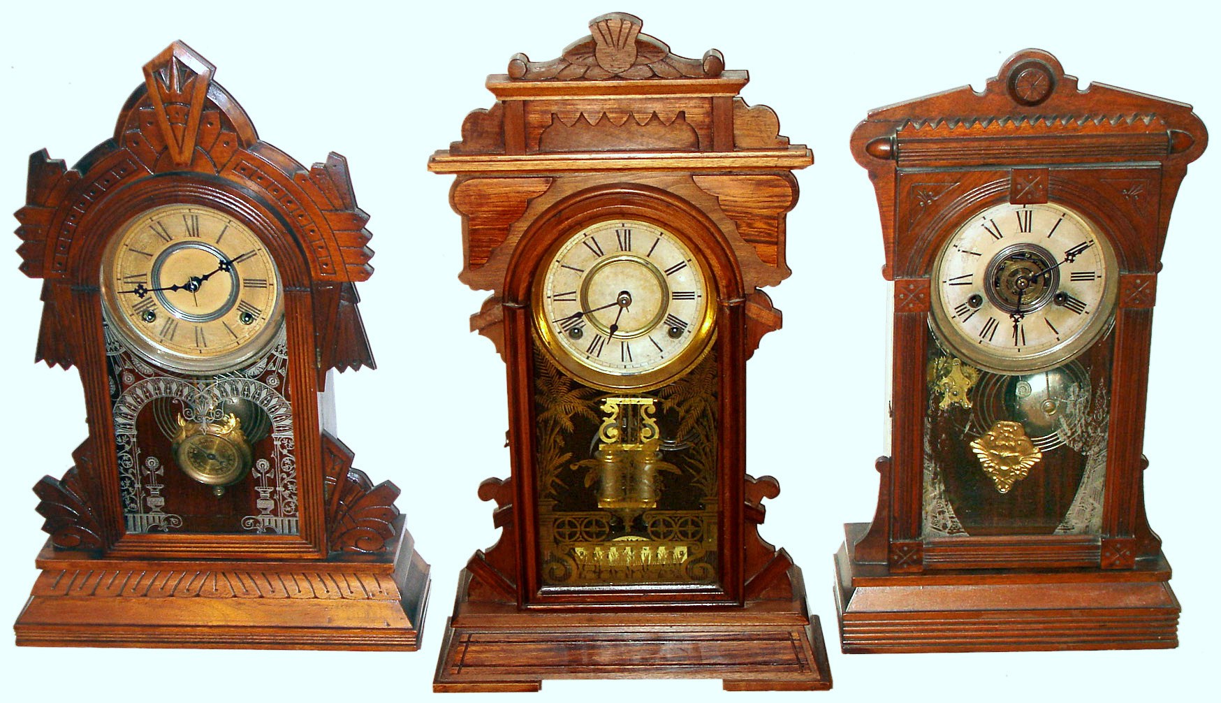Three Connecticut time and strike parlor clocks, late 19th century. — Antique Clocks Price Guide
