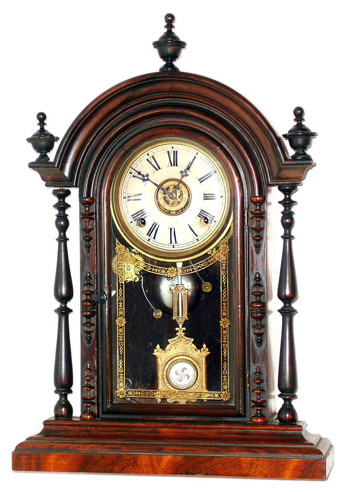 Welch, Spring and Co., Forestville, Conn. Parepa V.P. rosewood 8 day time and strike mantel clock, c1880 — Antique Clocks Price Guide