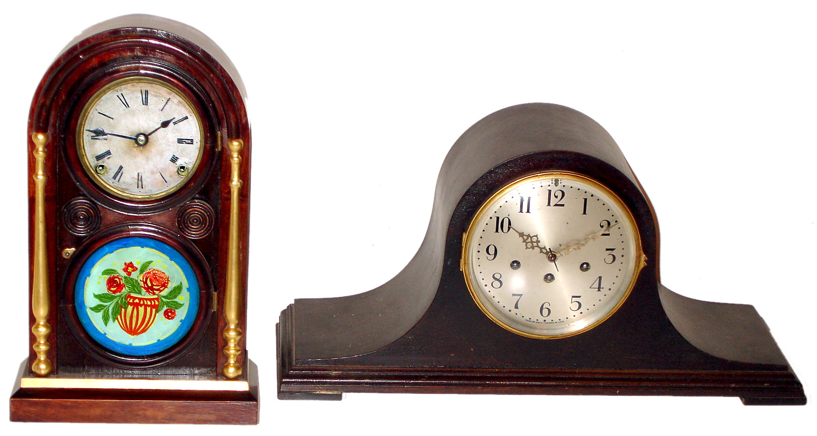 Two Connecticut 8 day mahogany mantel clocks, E. Ingraham and Seth Thomas. — Antique Clocks Price Guide