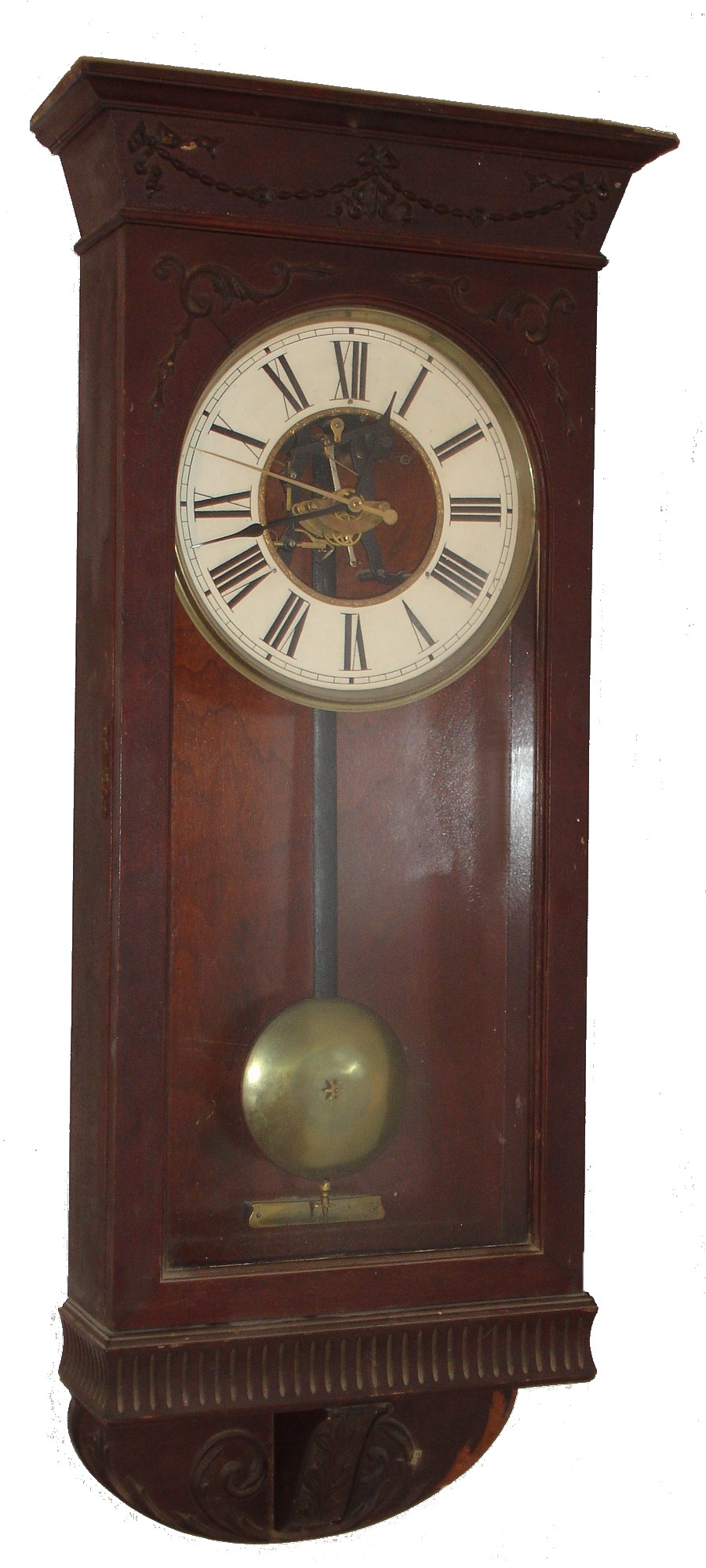New York Standard Watch Co., Wall Regulator, battery driven, in a mahogany 80 beat case, C.1898. — Antique Clocks Price Guide