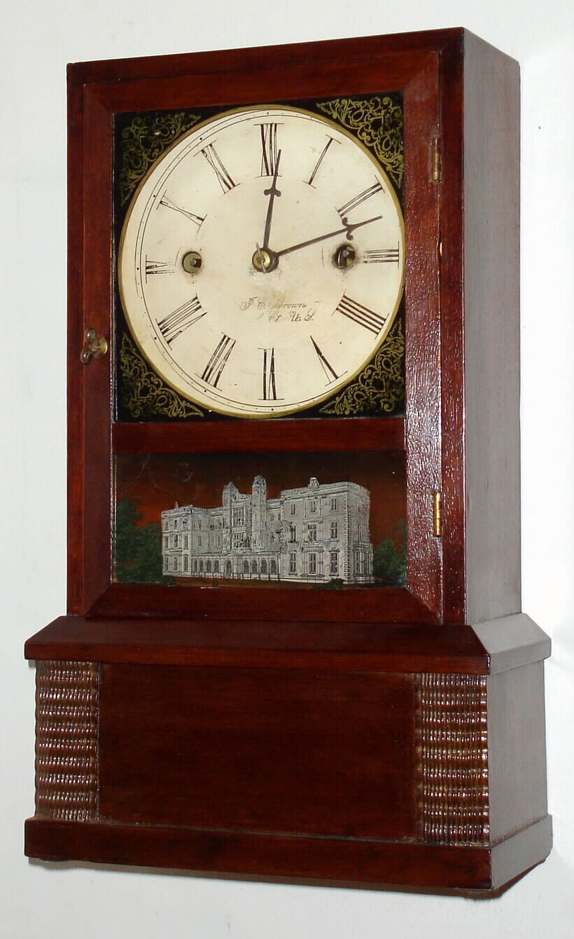 J. C. Brown, Forestville Mfg. Co., 30-hour time/strike cottage style shelf clock with ripple molding. c.1850 — Antique Clocks Price Guide