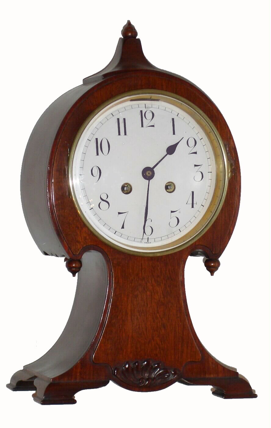 French balloon case 8 day time-and-strike mahogany mantel clock, c1880 — Antique Clocks Price Guide